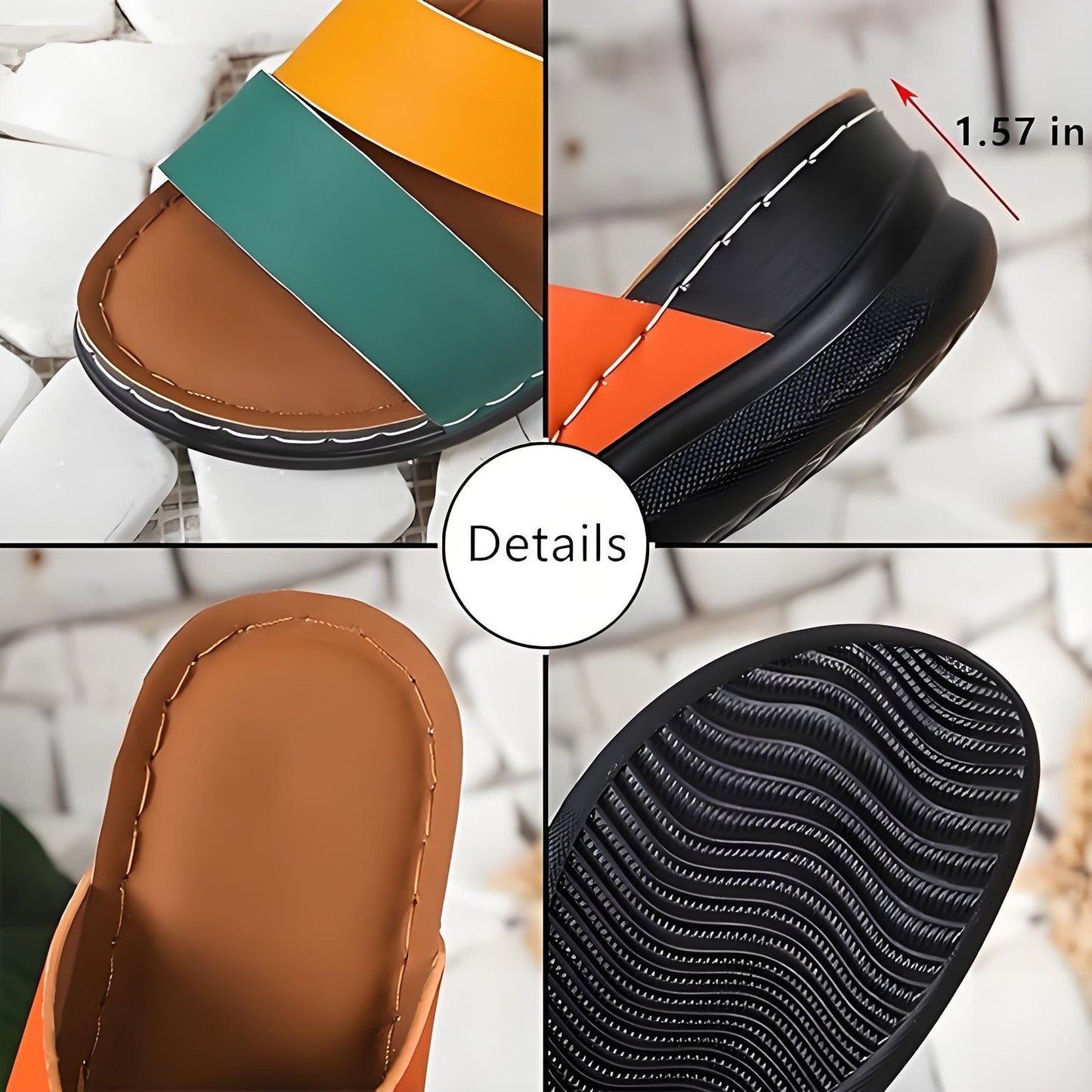 🧚Women's Open Toe Colorblock Wedge Slide Sandals