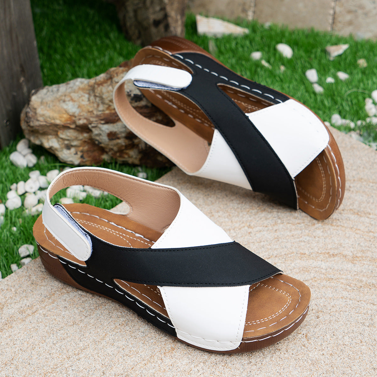👡Women Summer Colorblock Wedge Sandals
