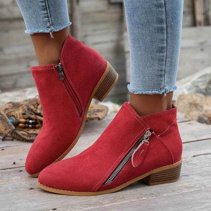 🔥Last Day 69% OFF🔥Women’s Comfort Walking Ankle Boots – Low Heel, Zipper Closure, Orthopedic Arch Support