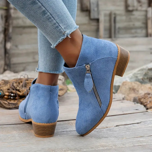 🔥Last Day 69% OFF🔥Women’s Comfort Walking Ankle Boots – Low Heel, Zipper Closure, Orthopedic Arch Support