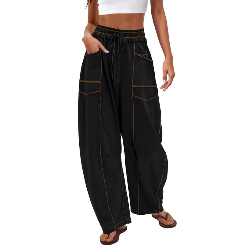 🔥Last Day 69% OFF🔥Women Baggy Barrel Pants Wide Leg Lounge Drawstring Sweatpants with Pockets