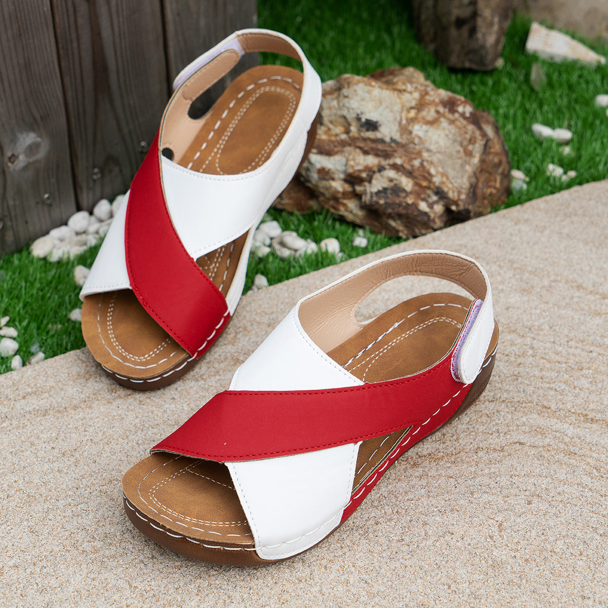 👡Women Summer Colorblock Wedge Sandals