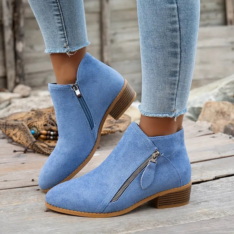 🔥Last Day 69% OFF🔥Women’s Comfort Walking Ankle Boots – Low Heel, Zipper Closure, Orthopedic Arch Support
