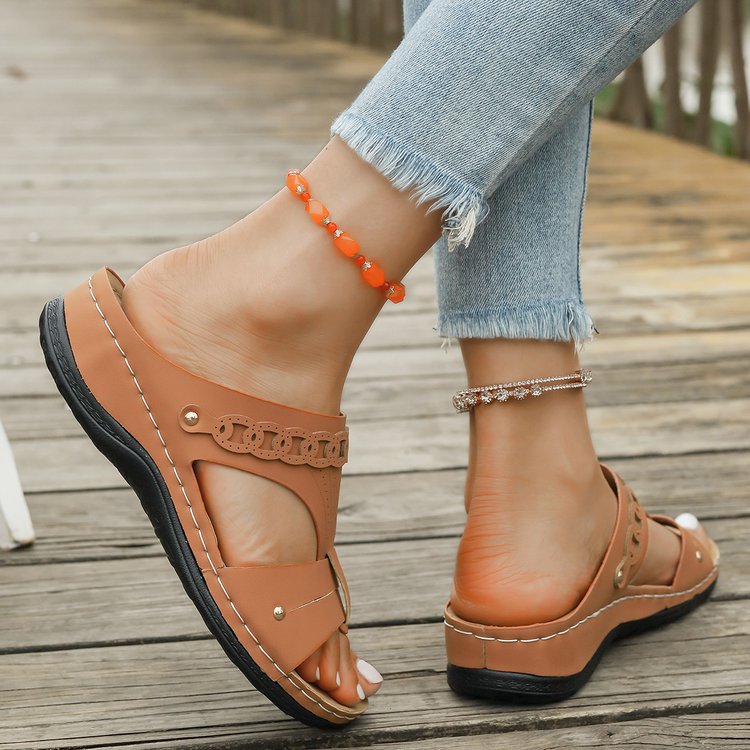 🍀Women Auspicious Pattern Hollow Lucky Wedge Sandals