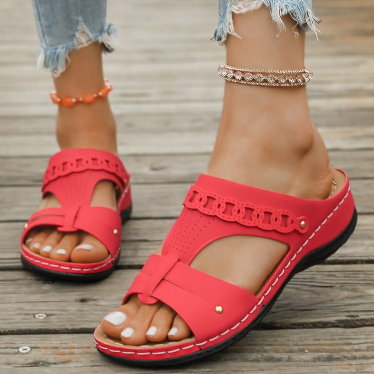 🍀Women Auspicious Pattern Hollow Lucky Wedge Sandals