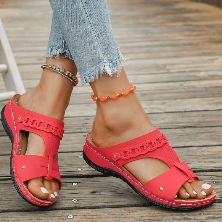 🍀Women Auspicious Pattern Hollow Lucky Wedge Sandals