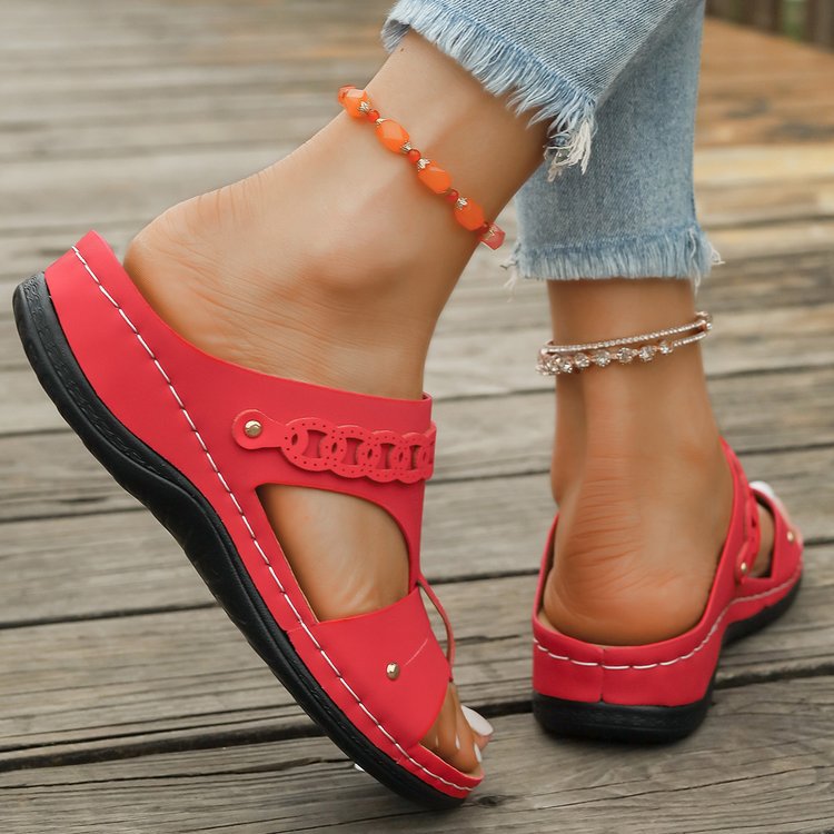 🍀Women Auspicious Pattern Hollow Lucky Wedge Sandals