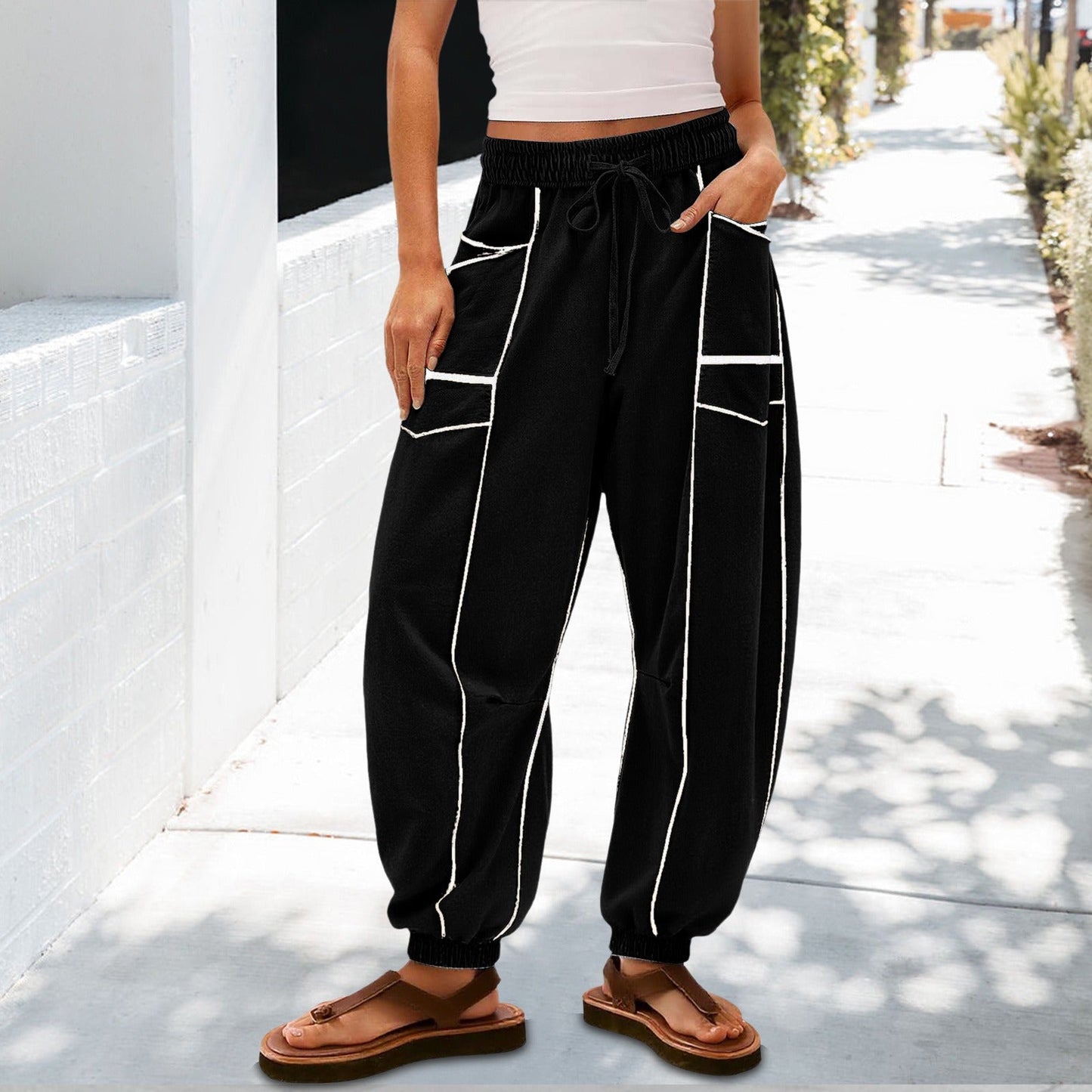 🔥Best-1 Sale Joggers 2025🔥Women Baggy Barrel Joggers Wide Leg Lounge Drawstring Sweatpants with Pockets