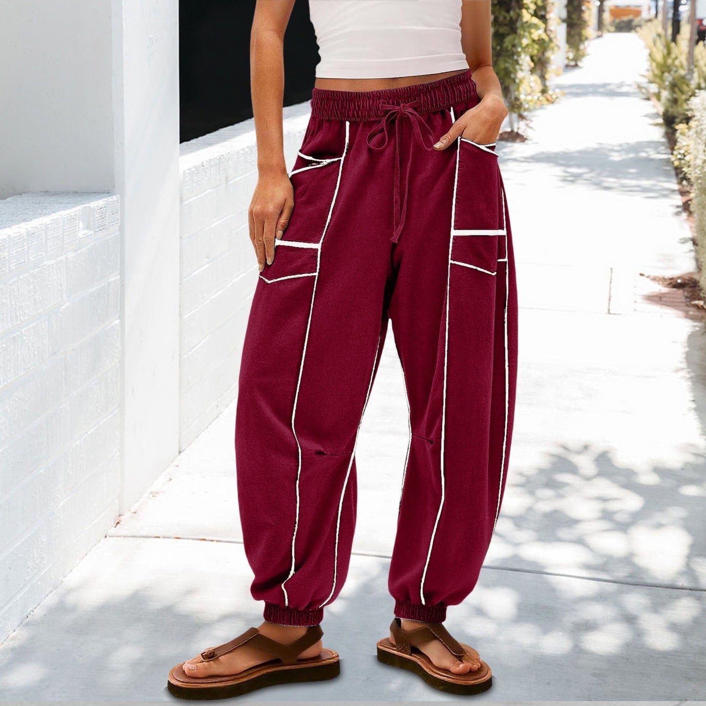 🔥Best-1 Sale Joggers 2025🔥Women Baggy Barrel Joggers Wide Leg Lounge Drawstring Sweatpants with Pockets