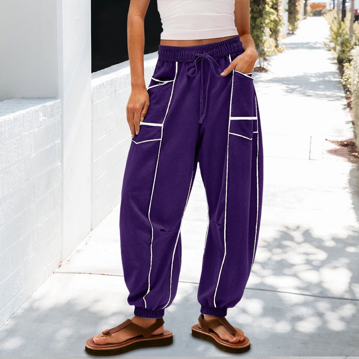 🔥Best-1 Sale Joggers 2025🔥Women Baggy Barrel Joggers Wide Leg Lounge Drawstring Sweatpants with Pockets