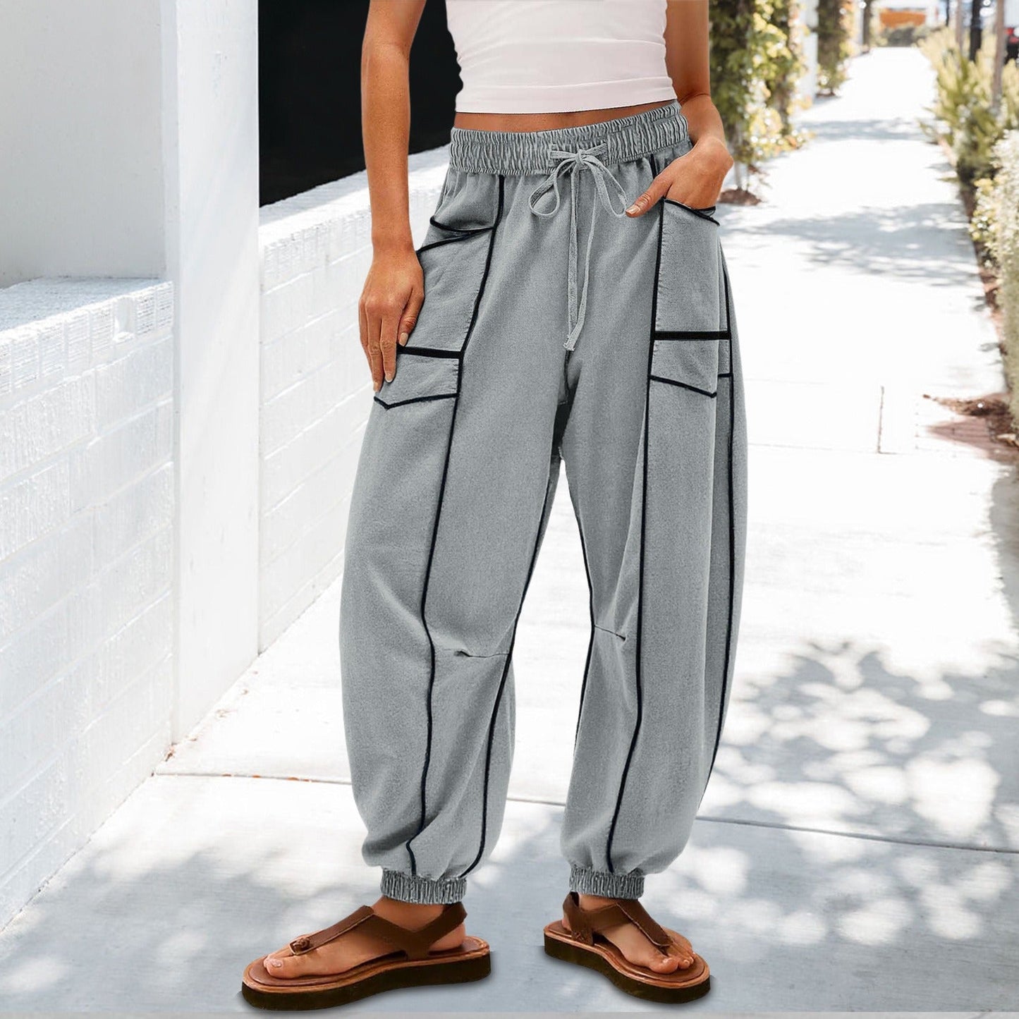 🔥Best-1 Sale Joggers 2025🔥Women Baggy Barrel Joggers Wide Leg Lounge Drawstring Sweatpants with Pockets