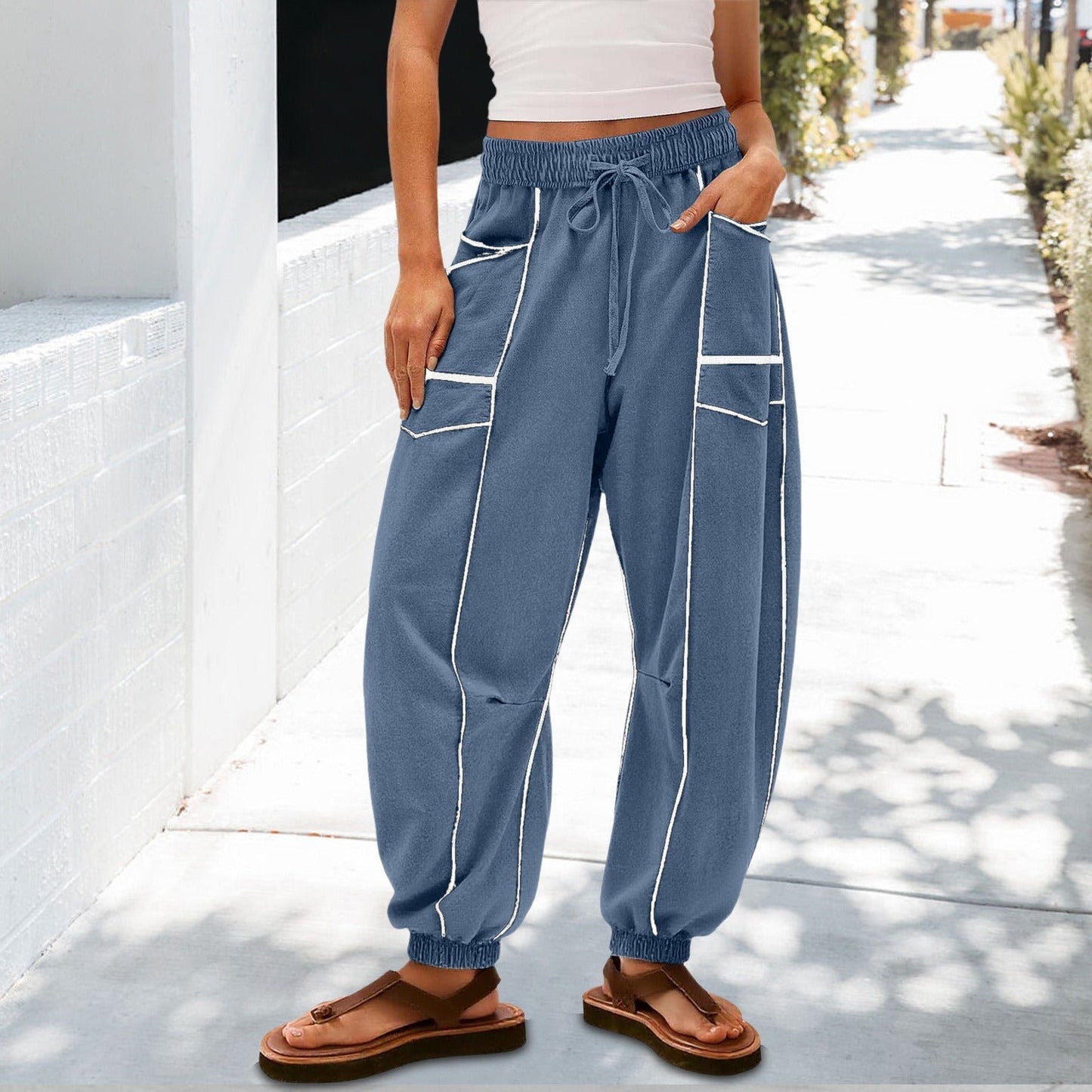 🔥Best-1 Sale Joggers 2025🔥Women Baggy Barrel Joggers Wide Leg Lounge Drawstring Sweatpants with Pockets