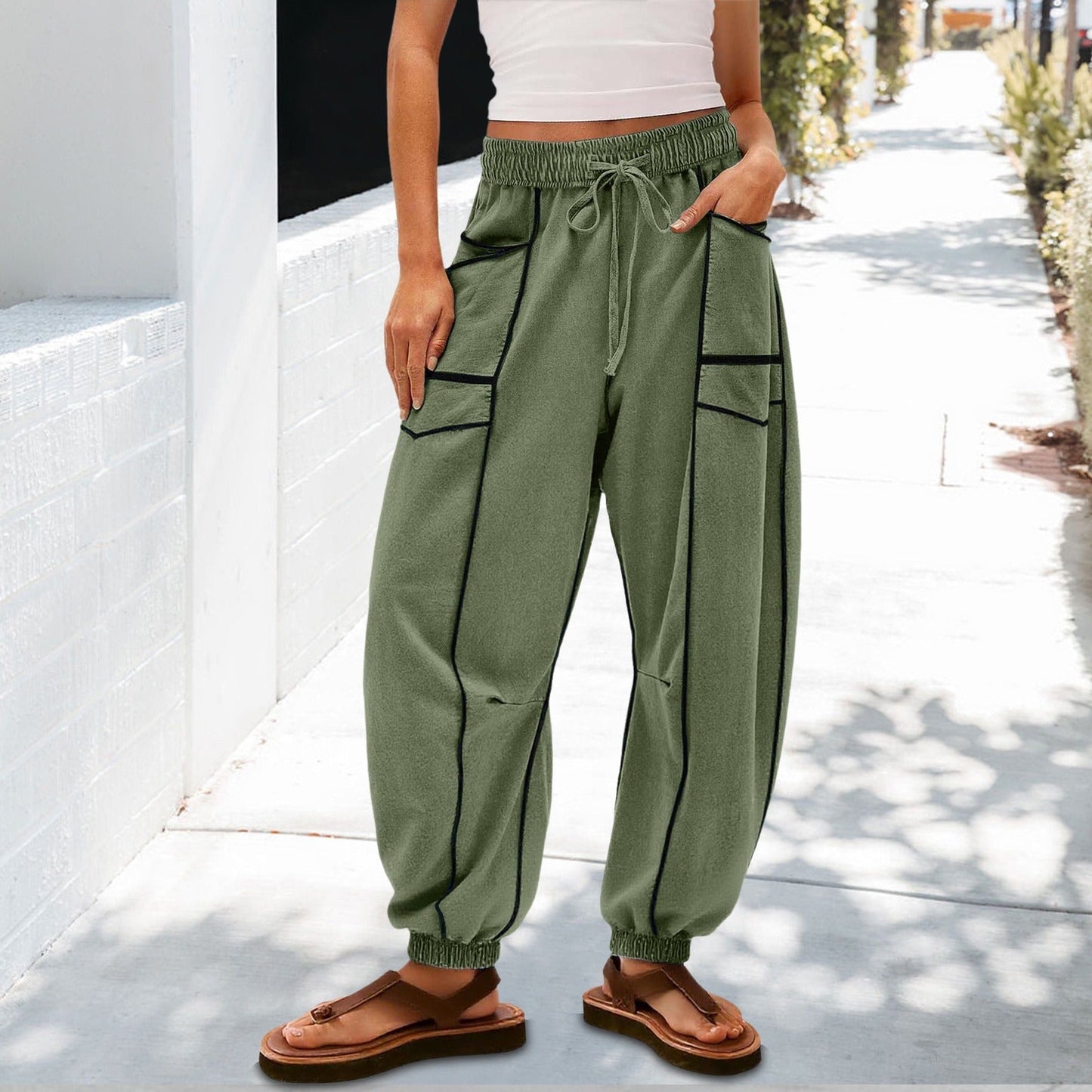 🔥Best-1 Sale Joggers 2025🔥Women Baggy Barrel Joggers Wide Leg Lounge Drawstring Sweatpants with Pockets