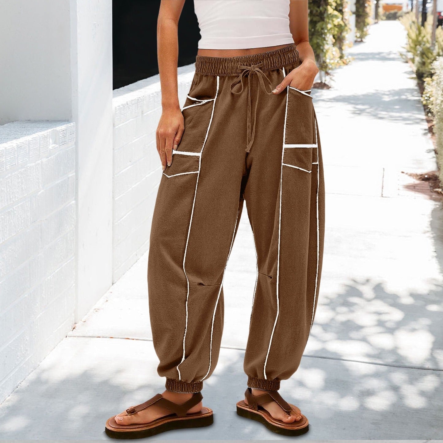 🔥Best-1 Sale Joggers 2025🔥Women Baggy Barrel Joggers Wide Leg Lounge Drawstring Sweatpants with Pockets
