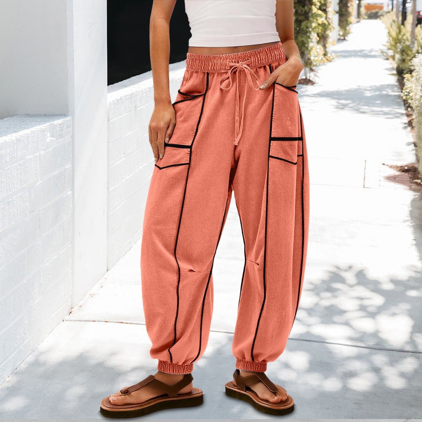 🔥Best-1 Sale Joggers 2025🔥Women Baggy Barrel Joggers Wide Leg Lounge Drawstring Sweatpants with Pockets