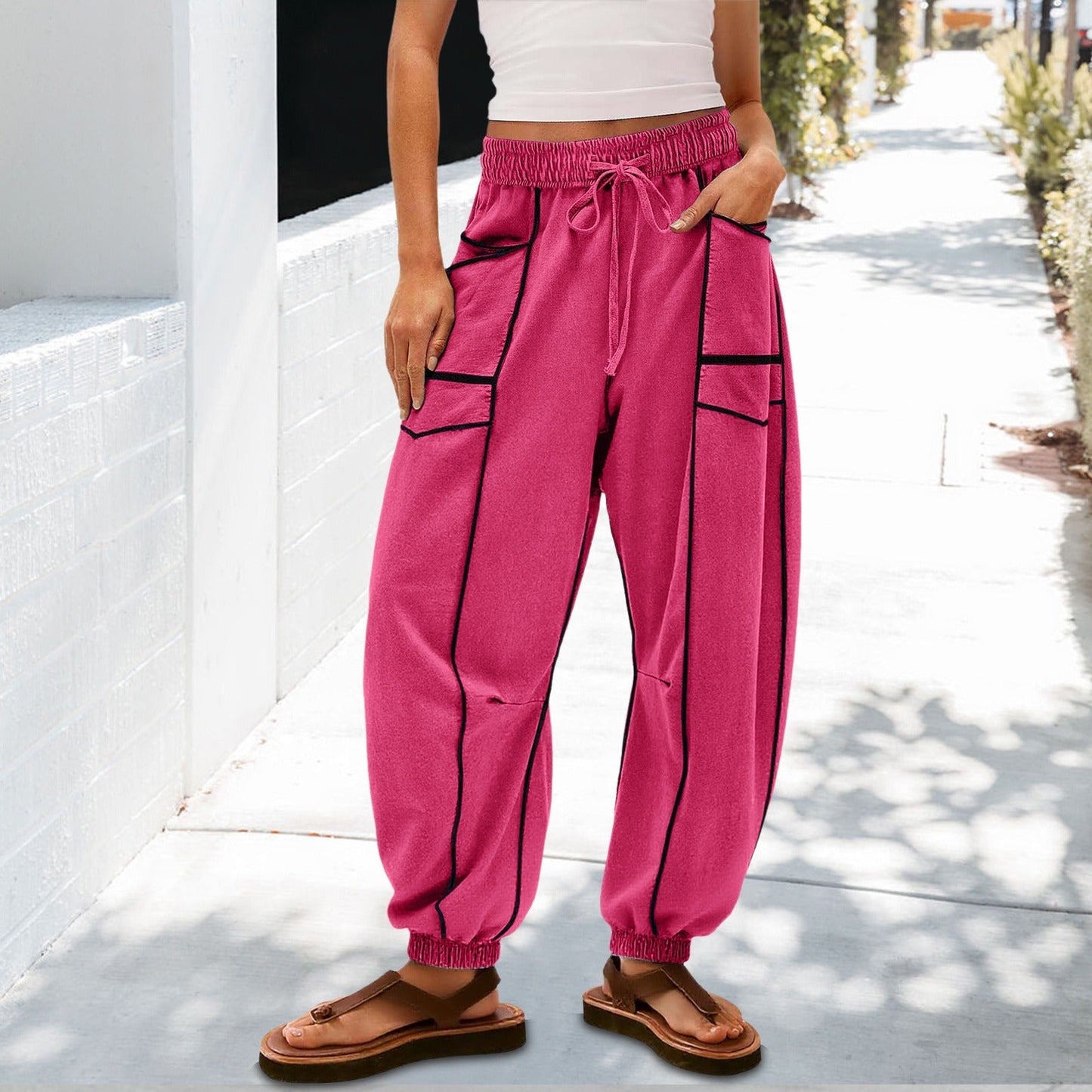 🔥Best-1 Sale Joggers 2025🔥Women Baggy Barrel Joggers Wide Leg Lounge Drawstring Sweatpants with Pockets