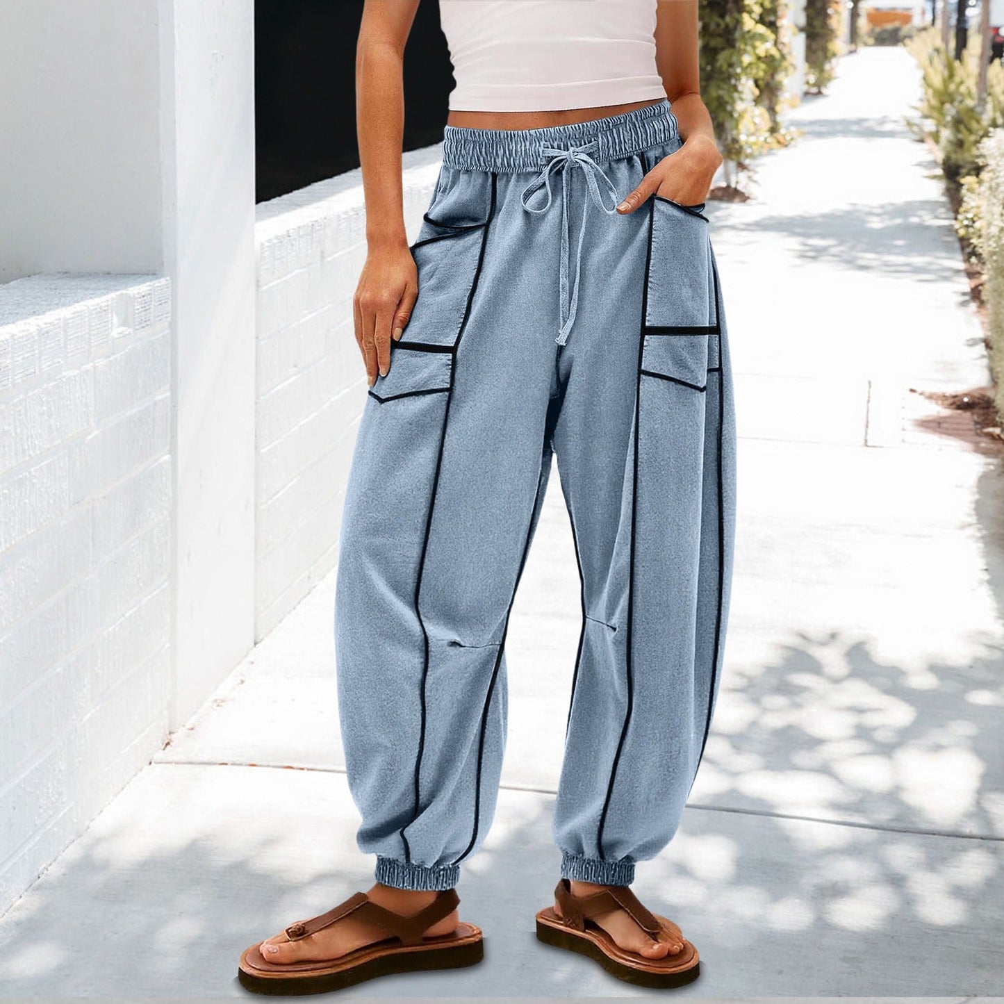 🔥Best-1 Sale Joggers 2025🔥Women Baggy Barrel Joggers Wide Leg Lounge Drawstring Sweatpants with Pockets