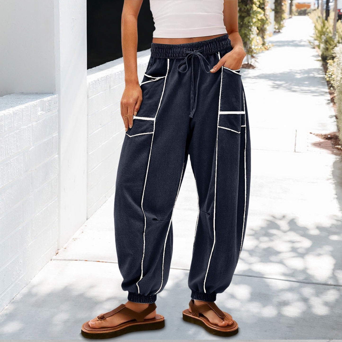 🔥Best-1 Sale Joggers 2025🔥Women Baggy Barrel Joggers Wide Leg Lounge Drawstring Sweatpants with Pockets