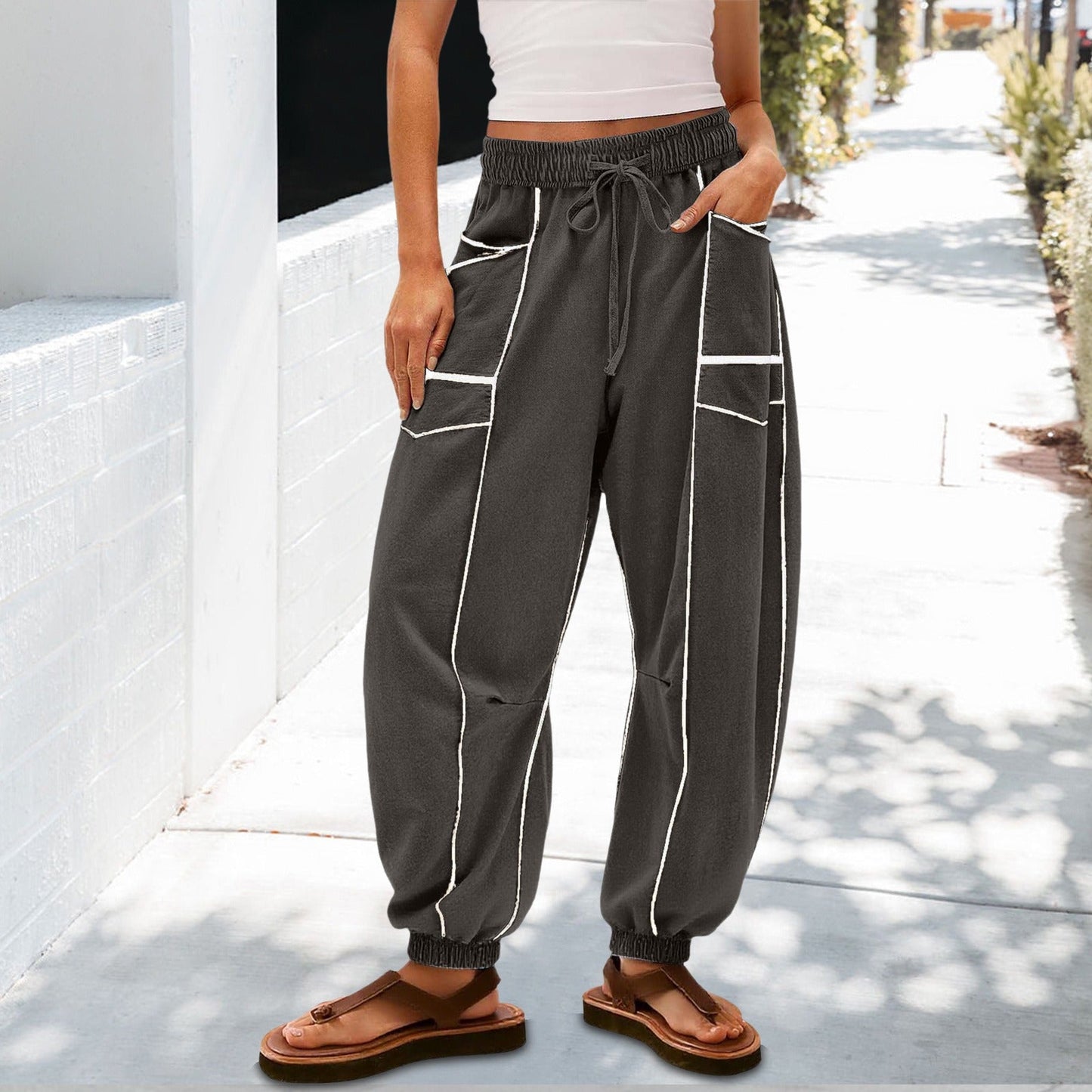🔥Best-1 Sale Joggers 2025🔥Women Baggy Barrel Joggers Wide Leg Lounge Drawstring Sweatpants with Pockets