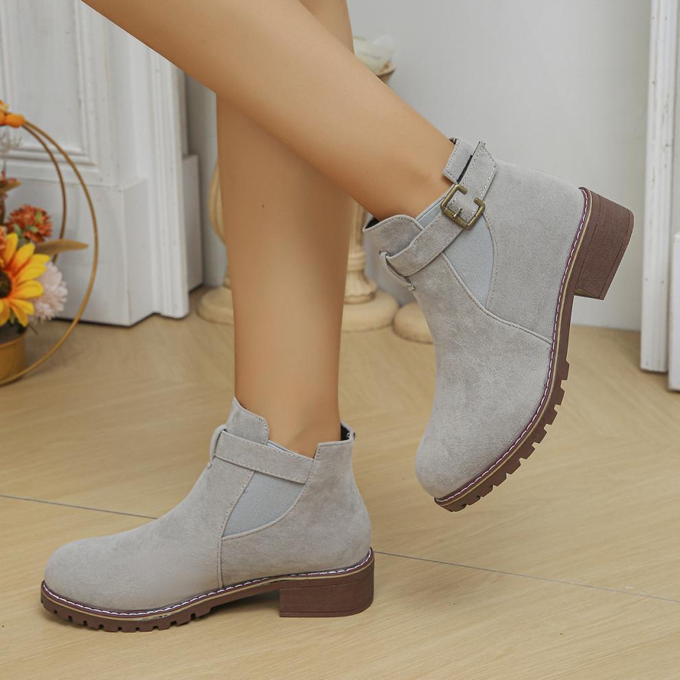✨Best-1 Sale Boots✨|Women's Slip-On Ankle Boots with Buckle Strap Detail