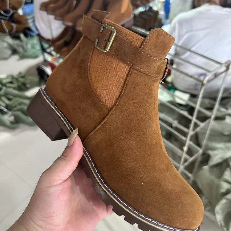 ✨Best-1 Sale Boots✨|Women's Slip-On Ankle Boots with Buckle Strap Detail