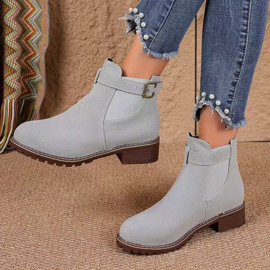 ✨Best-1 Sale Boots✨|Women's Slip-On Ankle Boots with Buckle Strap Detail