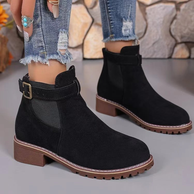 ✨Best-1 Sale Boots✨|Women's Slip-On Ankle Boots with Buckle Strap Detail