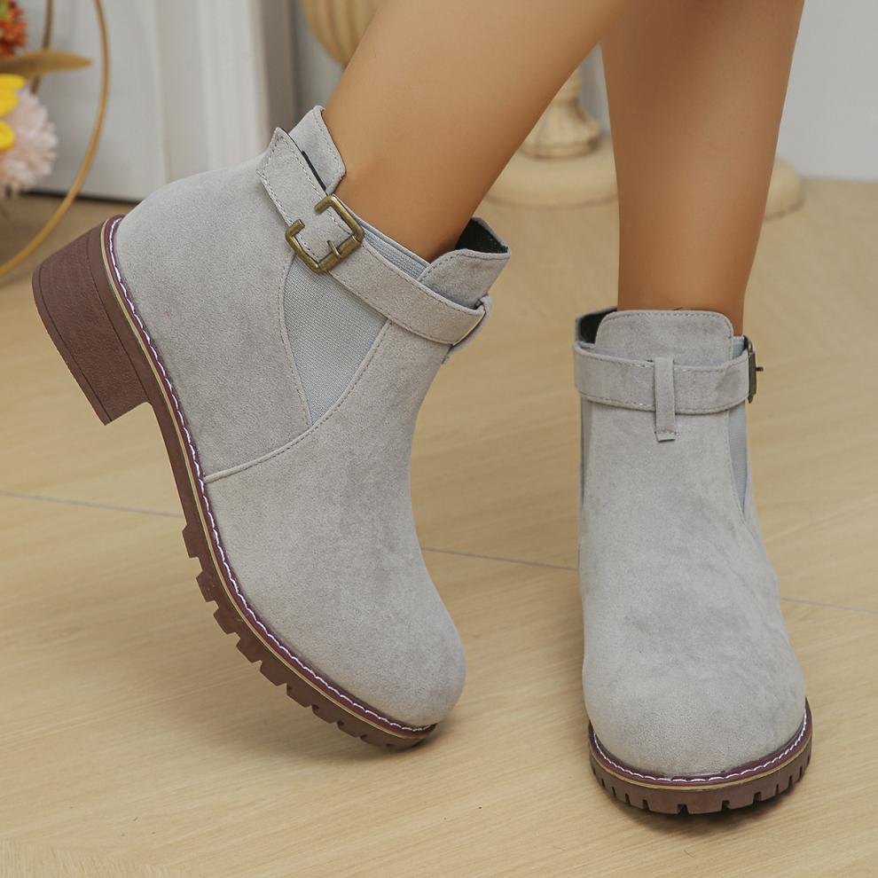 ✨Best-1 Sale Boots✨|Women's Slip-On Ankle Boots with Buckle Strap Detail