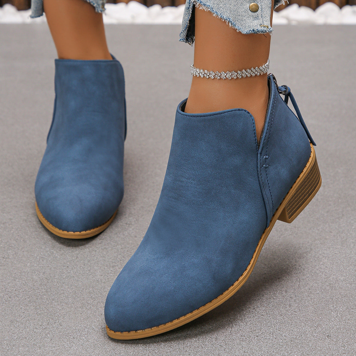 🔥Last Day 69% OFF🔥Women’s Comfort Walking Ankle Boots – Pointed Toe, Low Heel, Back Zipper Closure, Orthopedic Arch Support
