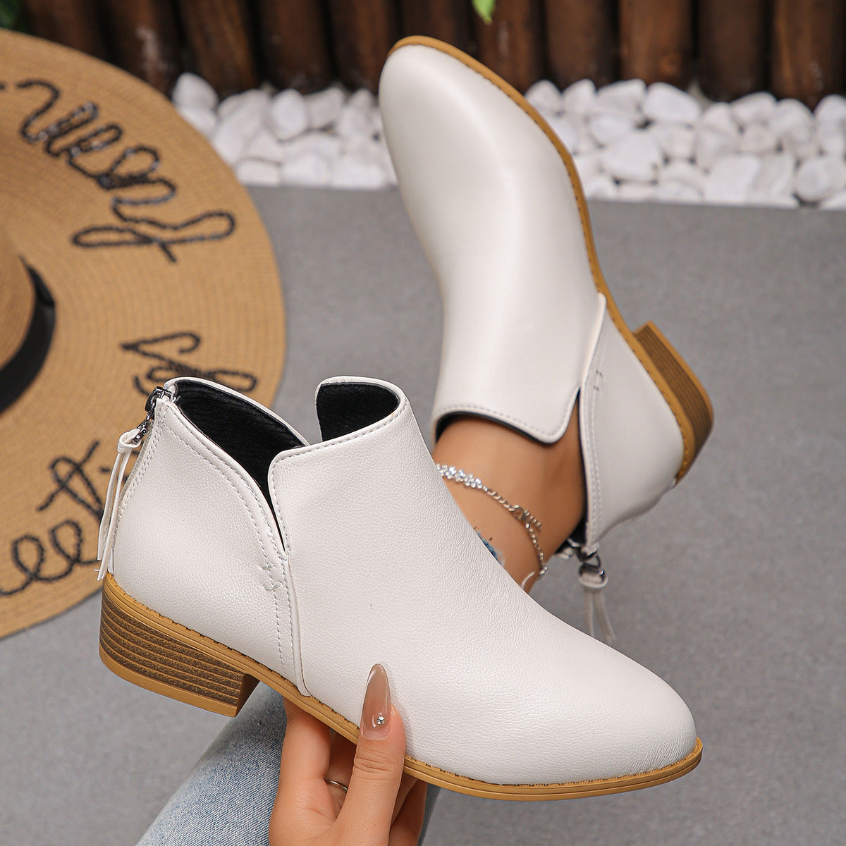 🔥Last Day 69% OFF🔥Women’s Comfort Walking Ankle Boots – Pointed Toe, Low Heel, Back Zipper Closure, Orthopedic Arch Support