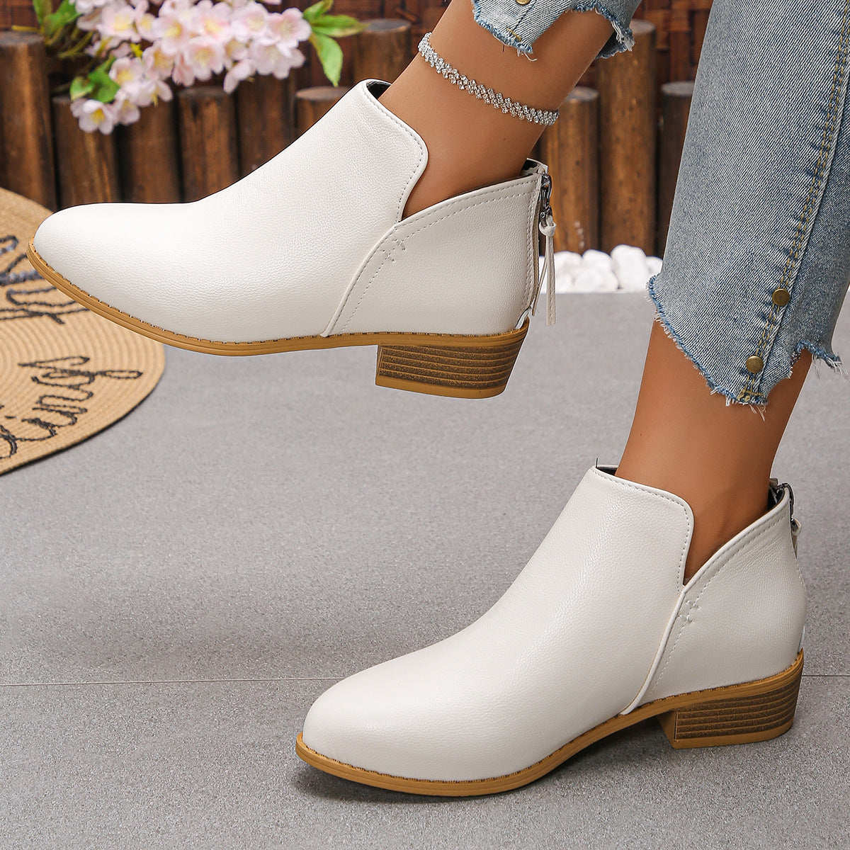 🔥Last Day 69% OFF🔥Women’s Comfort Walking Ankle Boots – Pointed Toe, Low Heel, Back Zipper Closure, Orthopedic Arch Support
