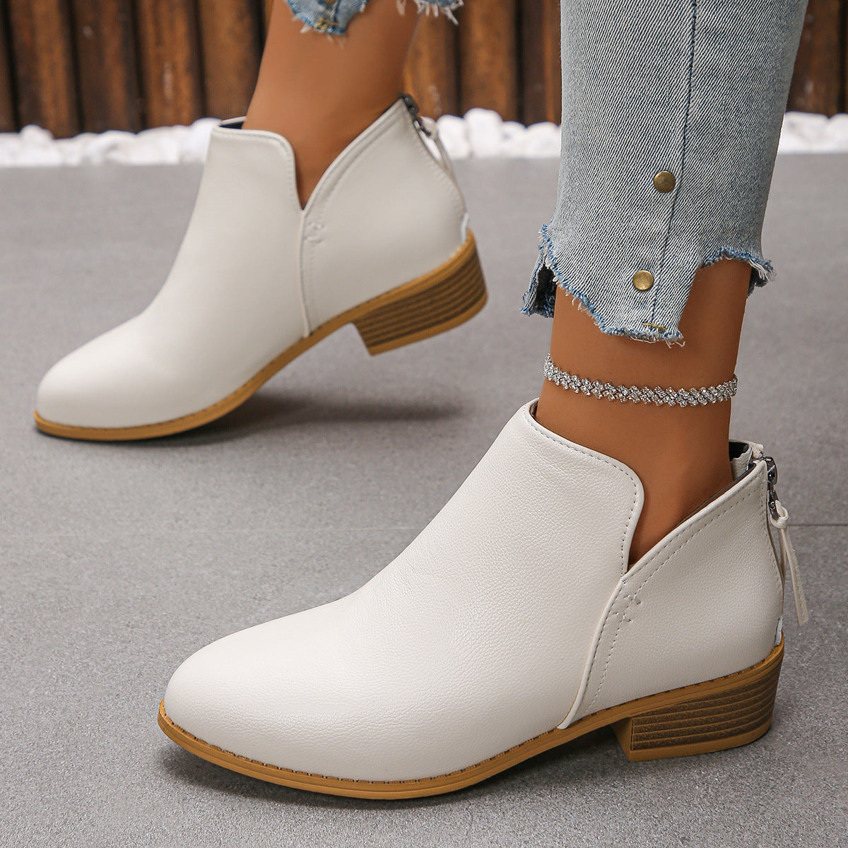 🔥Last Day 69% OFF🔥Women’s Comfort Walking Ankle Boots – Pointed Toe, Low Heel, Back Zipper Closure, Orthopedic Arch Support