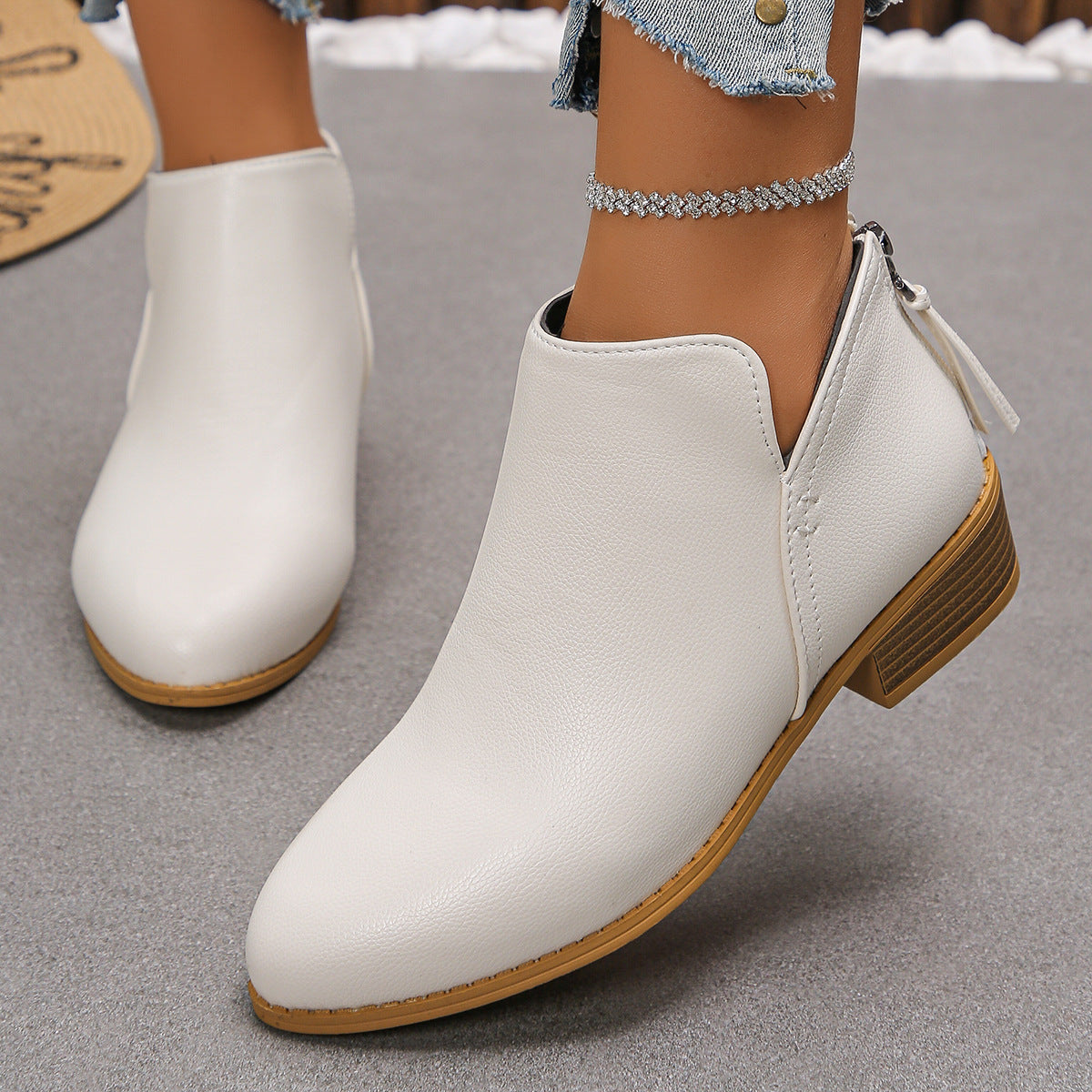 🔥Last Day 69% OFF🔥Women’s Comfort Walking Ankle Boots – Pointed Toe, Low Heel, Back Zipper Closure, Orthopedic Arch Support
