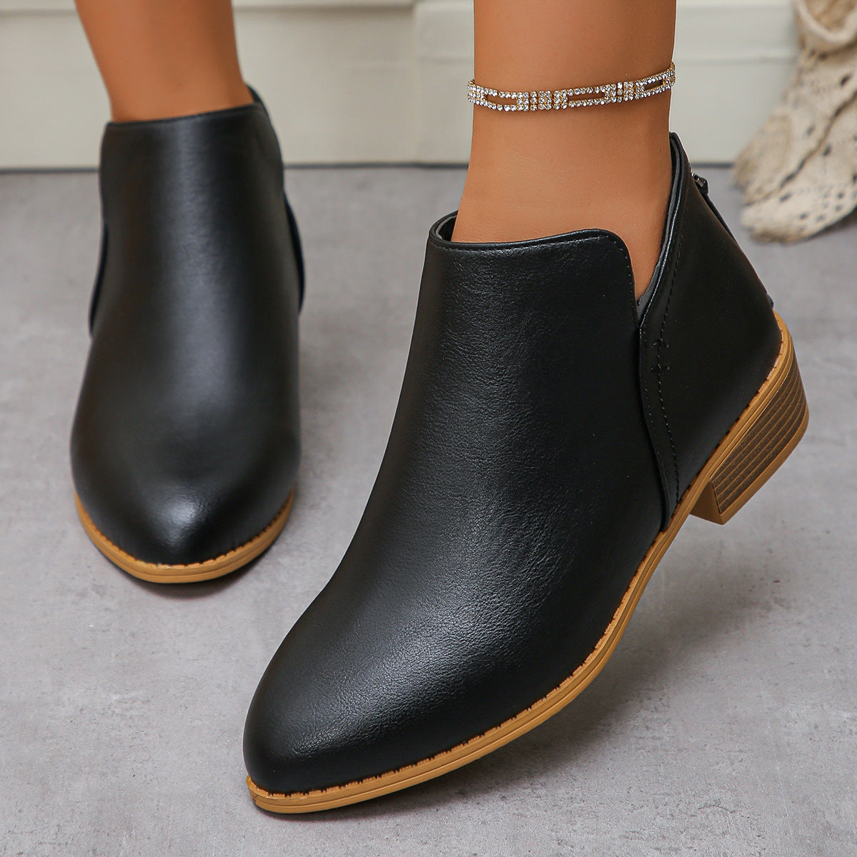 🔥Last Day 69% OFF🔥Women’s Comfort Walking Ankle Boots – Pointed Toe, Low Heel, Back Zipper Closure, Orthopedic Arch Support