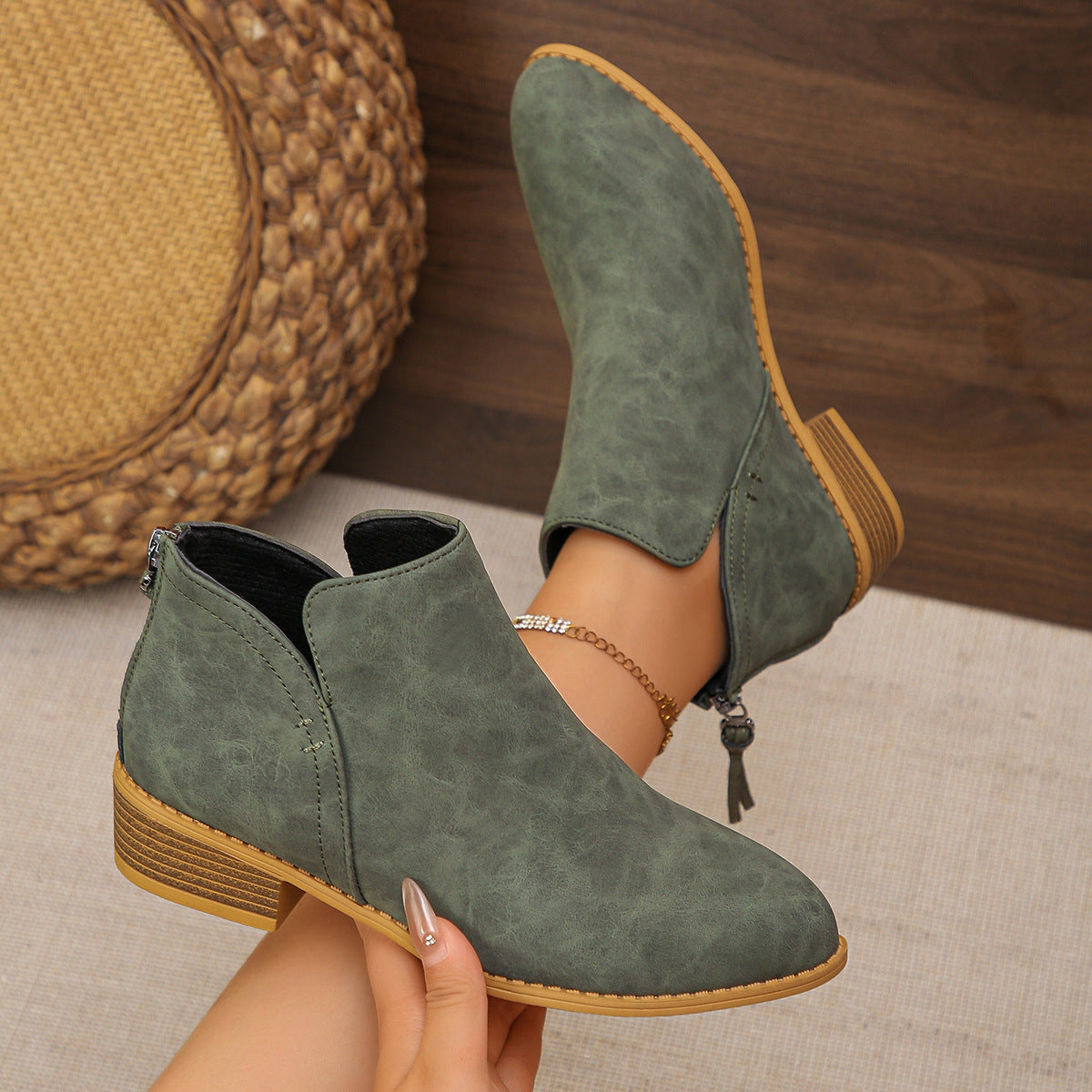 🔥Last Day 69% OFF🔥Women’s Comfort Walking Ankle Boots – Pointed Toe, Low Heel, Back Zipper Closure, Orthopedic Arch Support