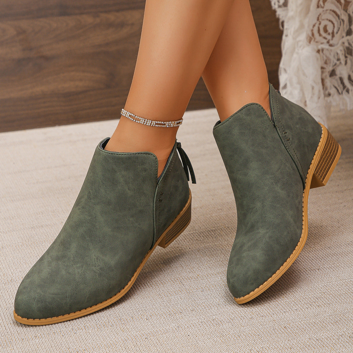 🔥Last Day 69% OFF🔥Women’s Comfort Walking Ankle Boots – Pointed Toe, Low Heel, Back Zipper Closure, Orthopedic Arch Support