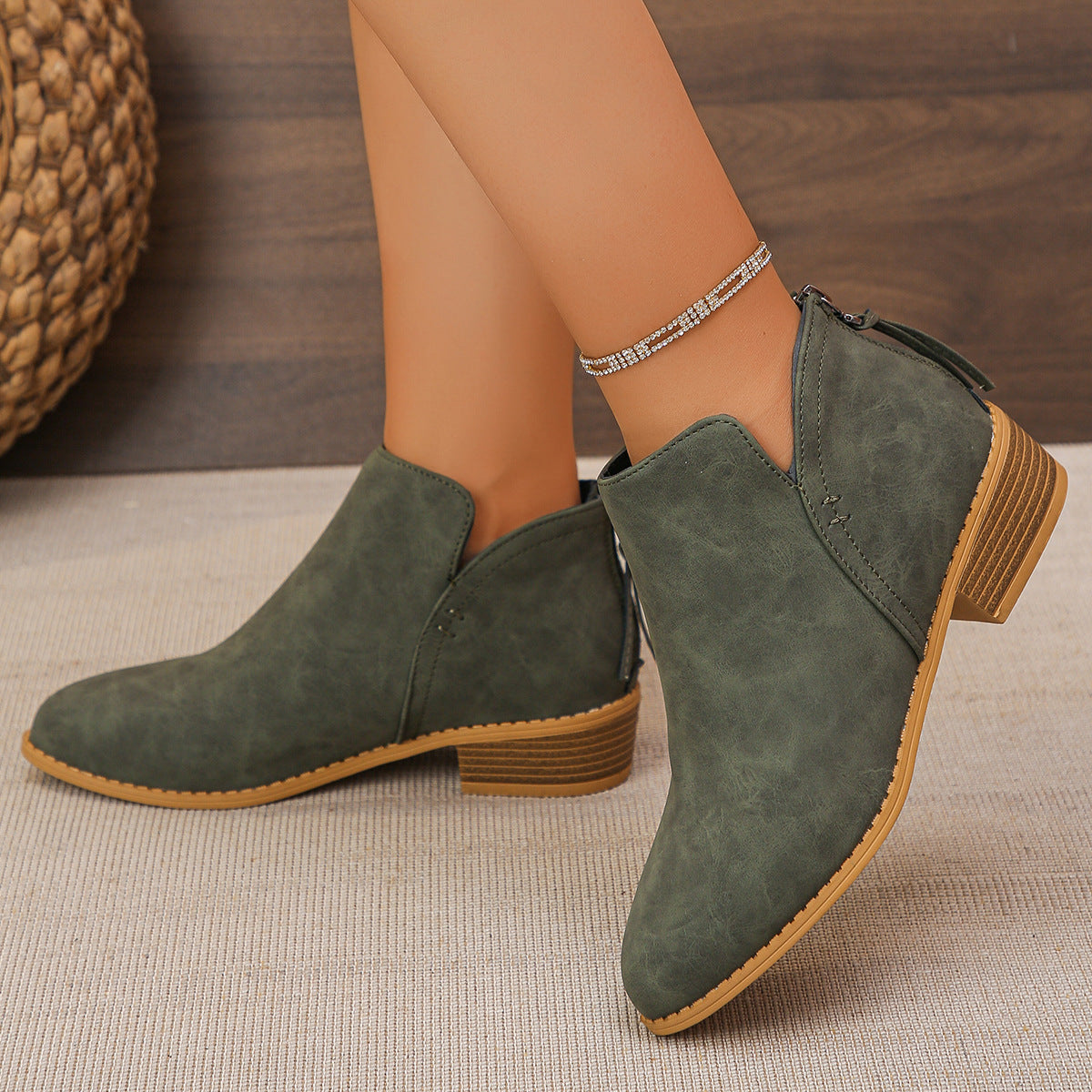 🔥Last Day 69% OFF🔥Women’s Comfort Walking Ankle Boots – Pointed Toe, Low Heel, Back Zipper Closure, Orthopedic Arch Support