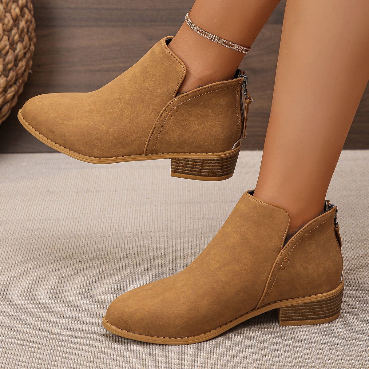 🔥Last Day 69% OFF🔥Women’s Comfort Walking Ankle Boots – Pointed Toe, Low Heel, Back Zipper Closure, Orthopedic Arch Support