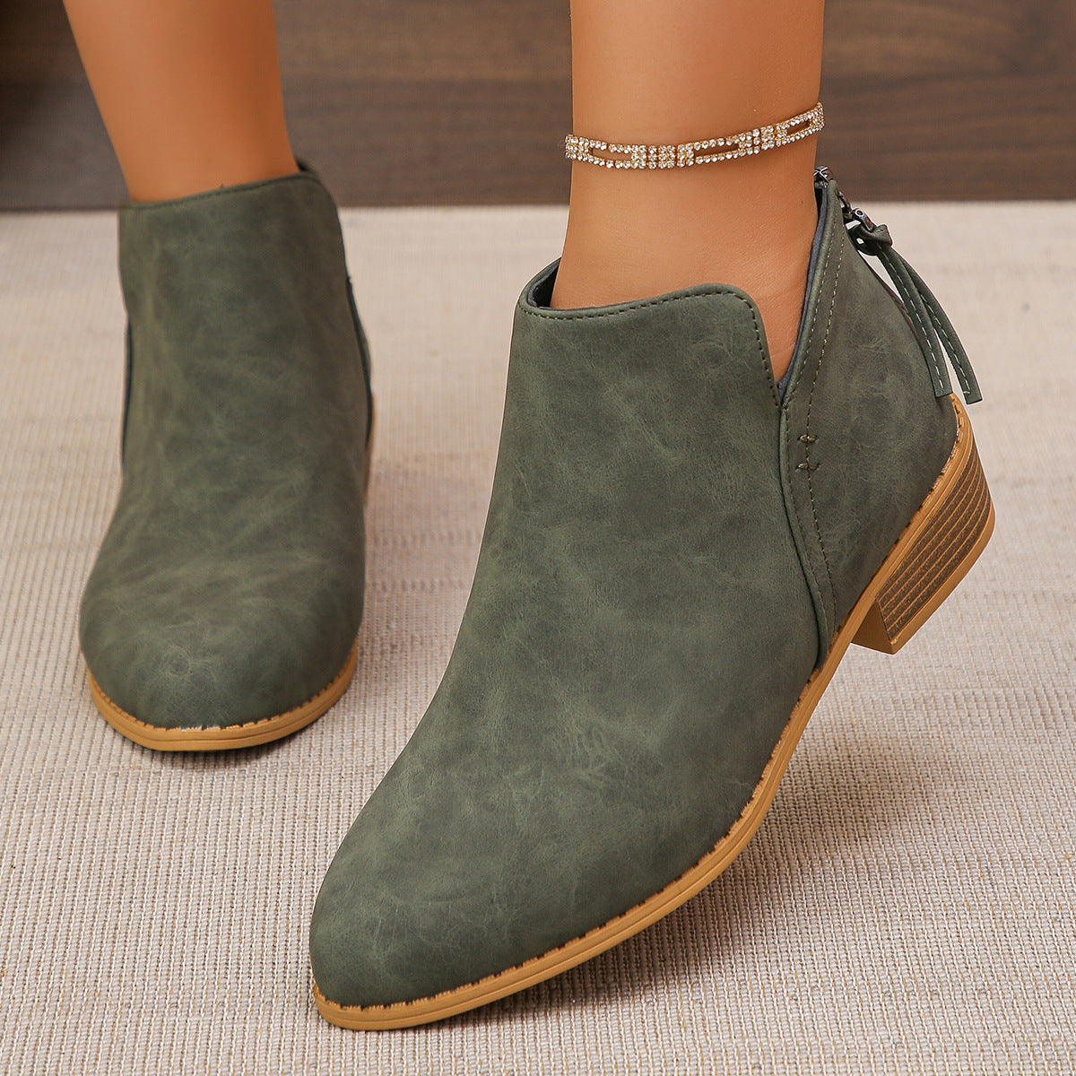 🔥Last Day 69% OFF🔥Women’s Comfort Walking Ankle Boots – Pointed Toe, Low Heel, Back Zipper Closure, Orthopedic Arch Support