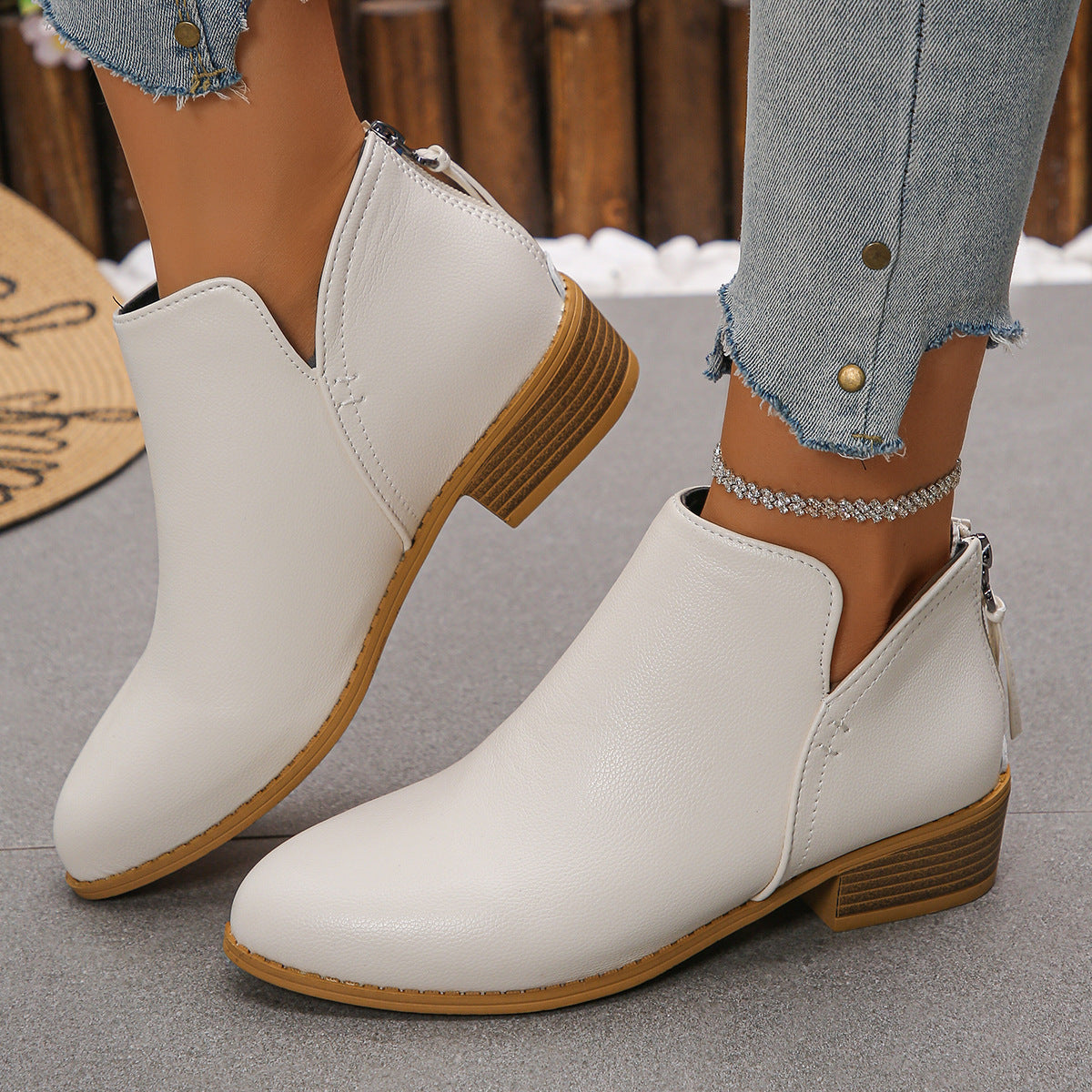 🔥Last Day 69% OFF🔥Women’s Comfort Walking Ankle Boots – Pointed Toe, Low Heel, Back Zipper Closure, Orthopedic Arch Support