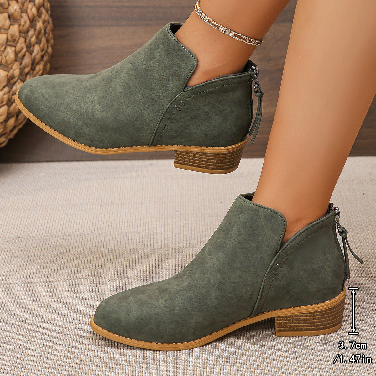 🔥Last Day 69% OFF🔥Women’s Comfort Walking Ankle Boots – Pointed Toe, Low Heel, Back Zipper Closure, Orthopedic Arch Support