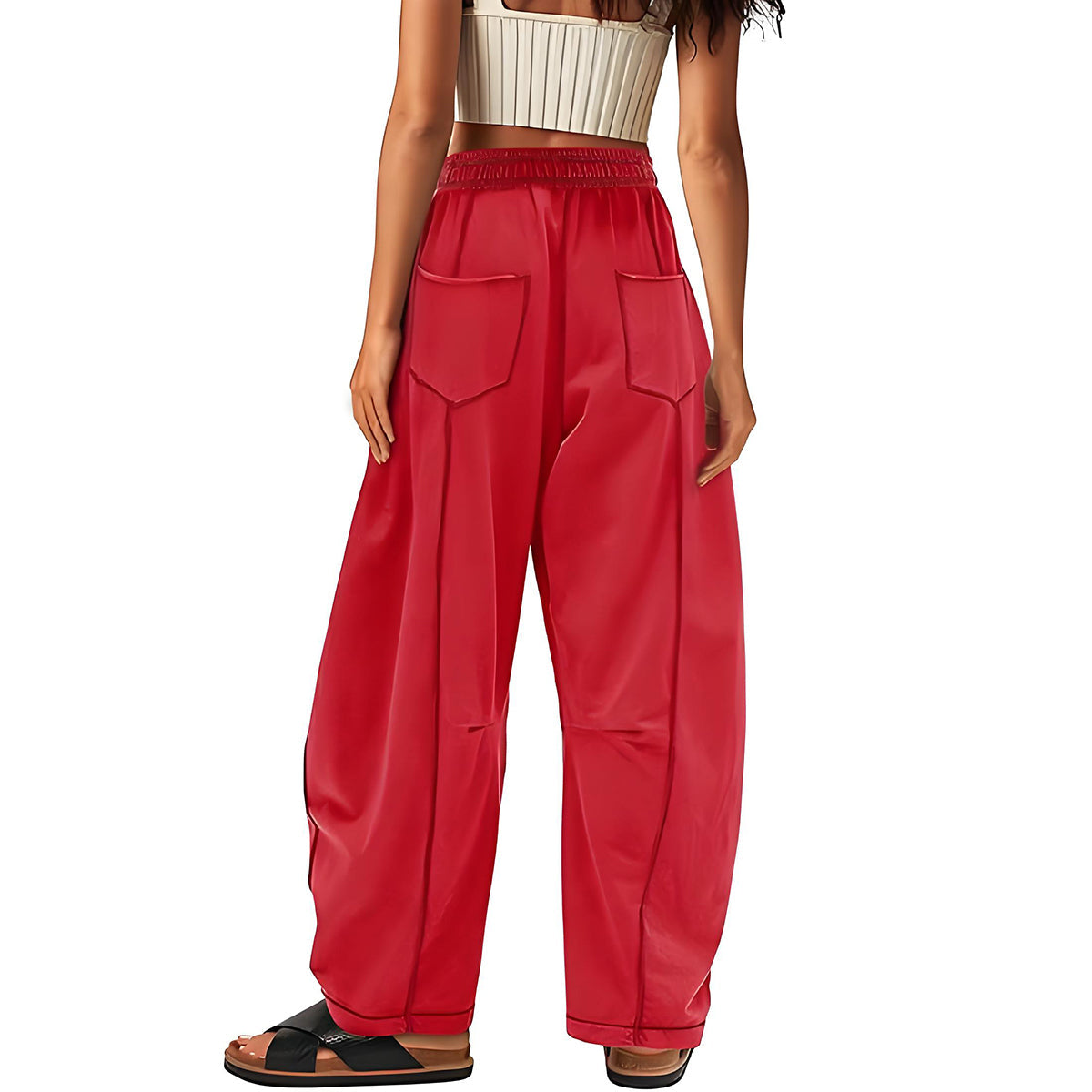 🔥Last Day 69% OFF🔥Women Baggy Barrel Pants Wide Leg Lounge Drawstring Sweatpants with Pockets