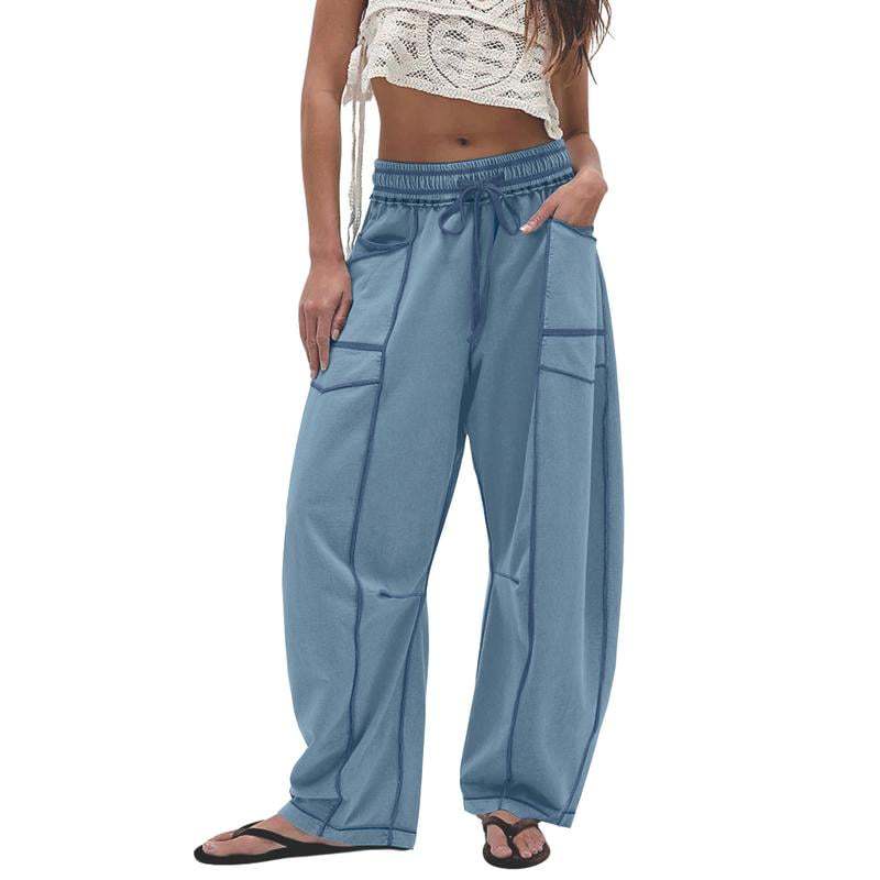 🔥Last Day 69% OFF🔥Women Baggy Barrel Pants Wide Leg Lounge Drawstring Sweatpants with Pockets