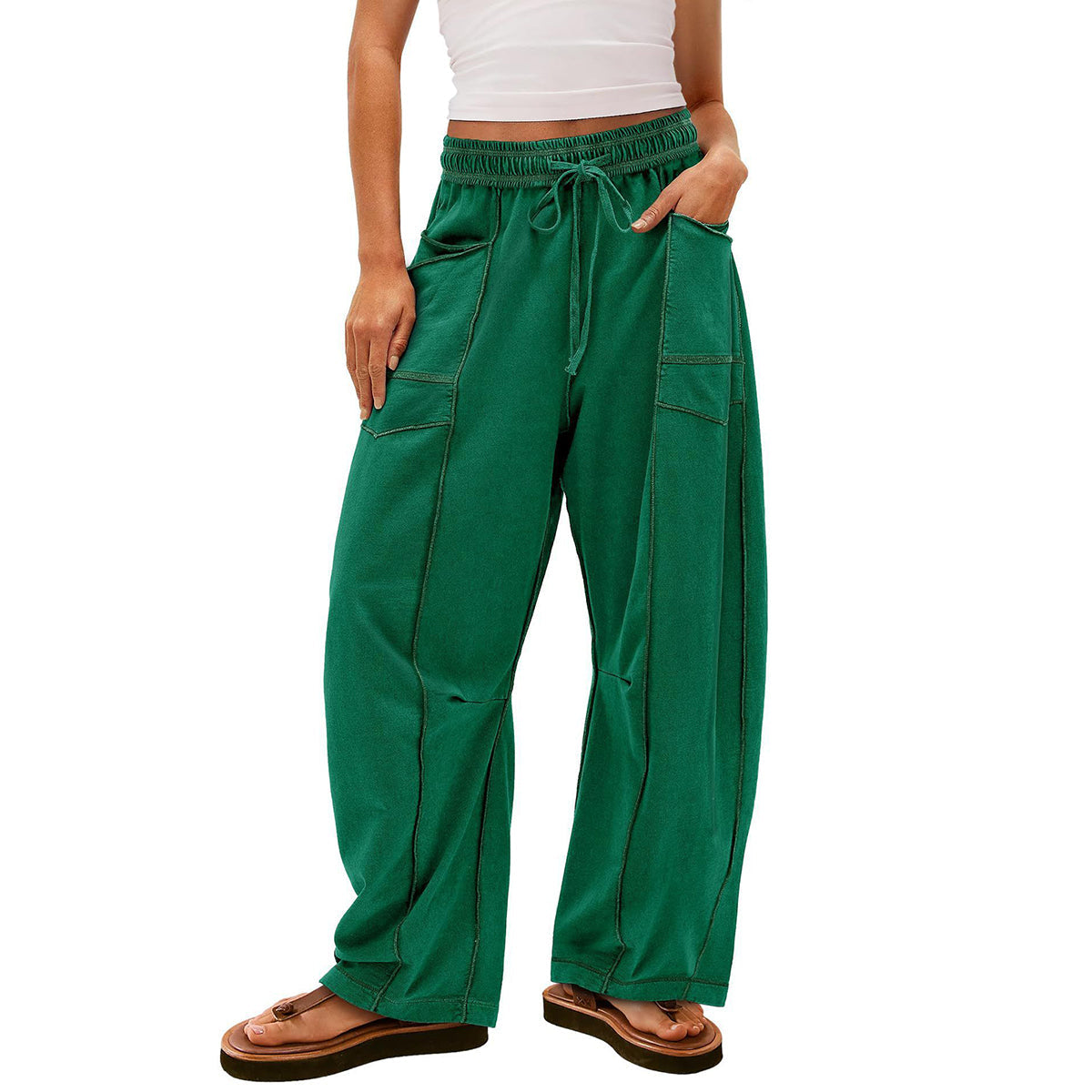 🔥Last Day 69% OFF🔥Women Baggy Barrel Pants Wide Leg Lounge Drawstring Sweatpants with Pockets