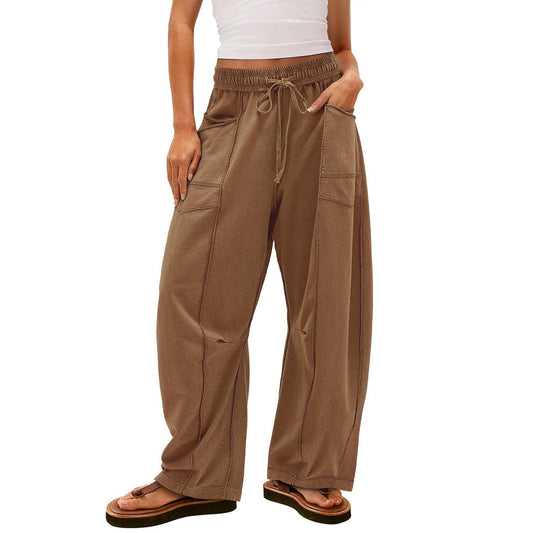 🔥Last Day 69% OFF🔥Women Baggy Barrel Pants Wide Leg Lounge Drawstring Sweatpants with Pockets