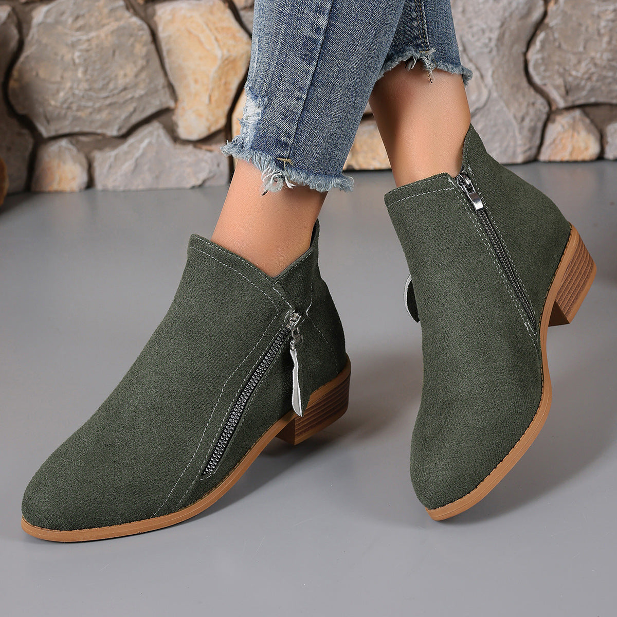 🔥Last Day 69% OFF🔥Women’s Comfort Walking Ankle Boots – Low Heel, Zipper Closure, Orthopedic Arch Support