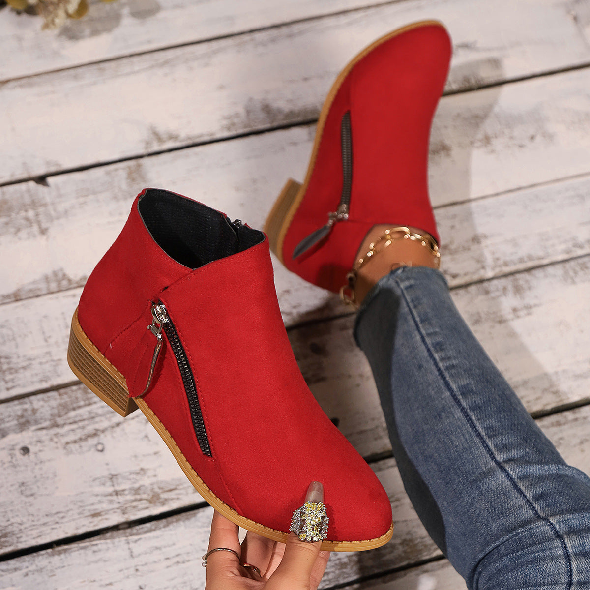 🔥Last Day 69% OFF🔥Women’s Comfort Walking Ankle Boots – Low Heel, Zipper Closure, Orthopedic Arch Support
