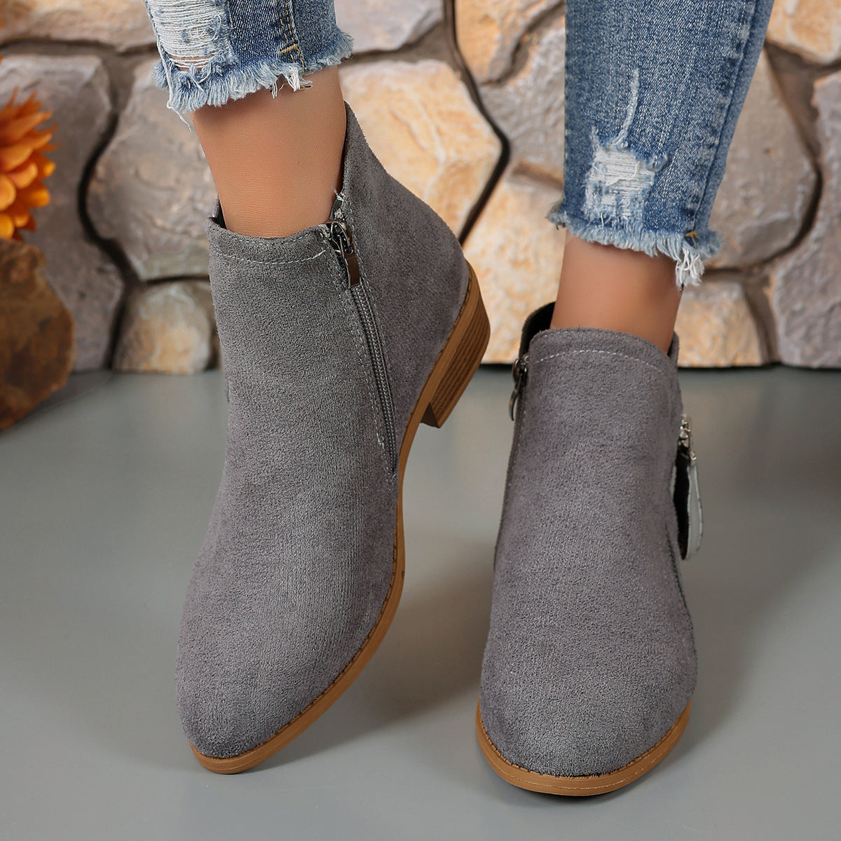 🔥Last Day 69% OFF🔥Women’s Comfort Walking Ankle Boots – Low Heel, Zipper Closure, Orthopedic Arch Support