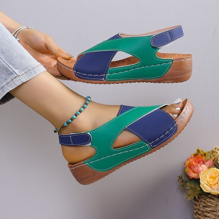 👡Women Summer Colorblock Wedge Sandals