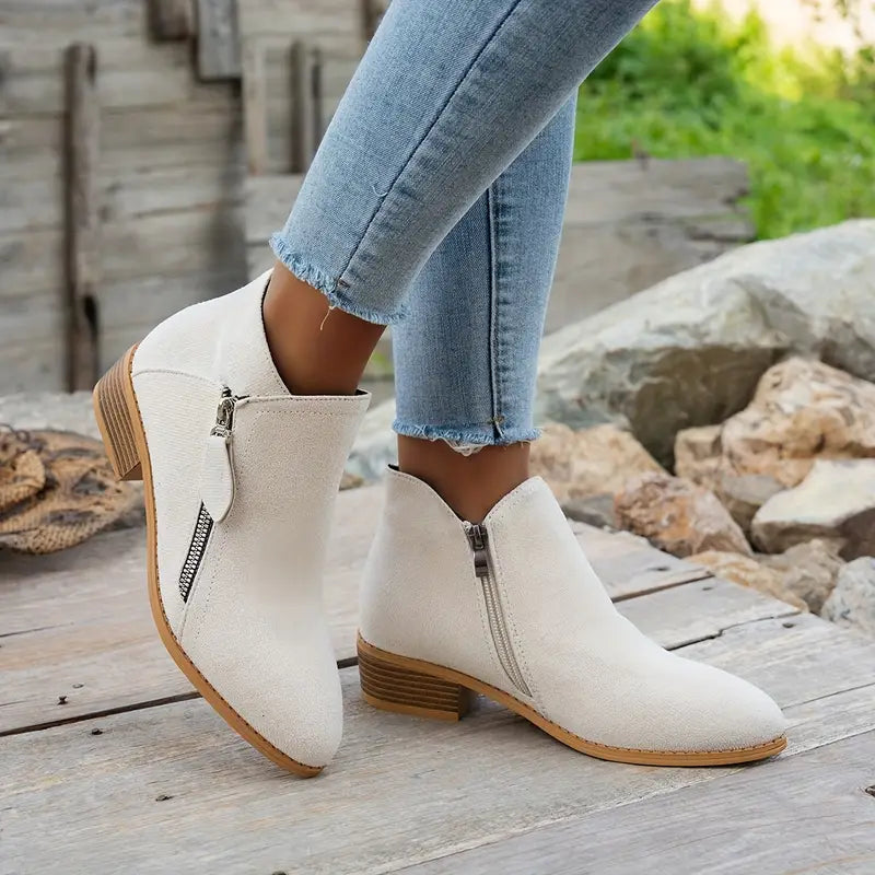 🔥Last Day 69% OFF🔥Women’s Comfort Walking Ankle Boots – Low Heel, Zipper Closure, Orthopedic Arch Support